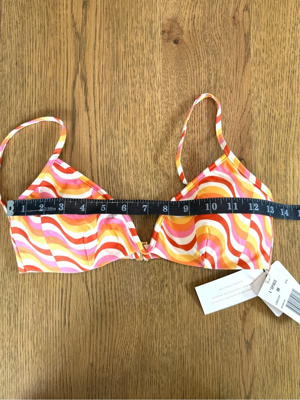 L*Space Helena Bikini Top Sz M Pink Orange Swirl Print Underwire Swim NWT